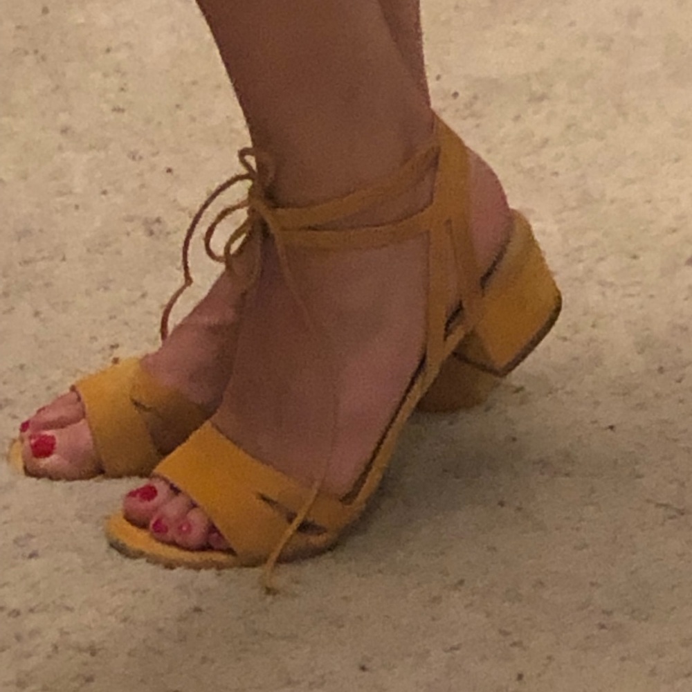 Via Spiga lace closure block heels